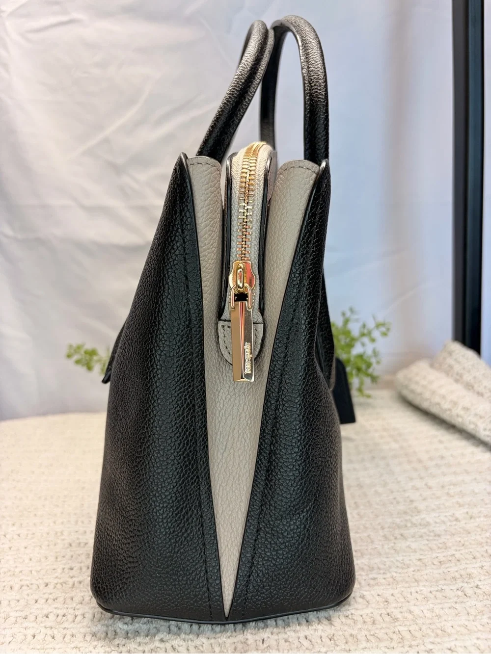 kate spade Black Pebbled Leather Satchel with Removable Strap